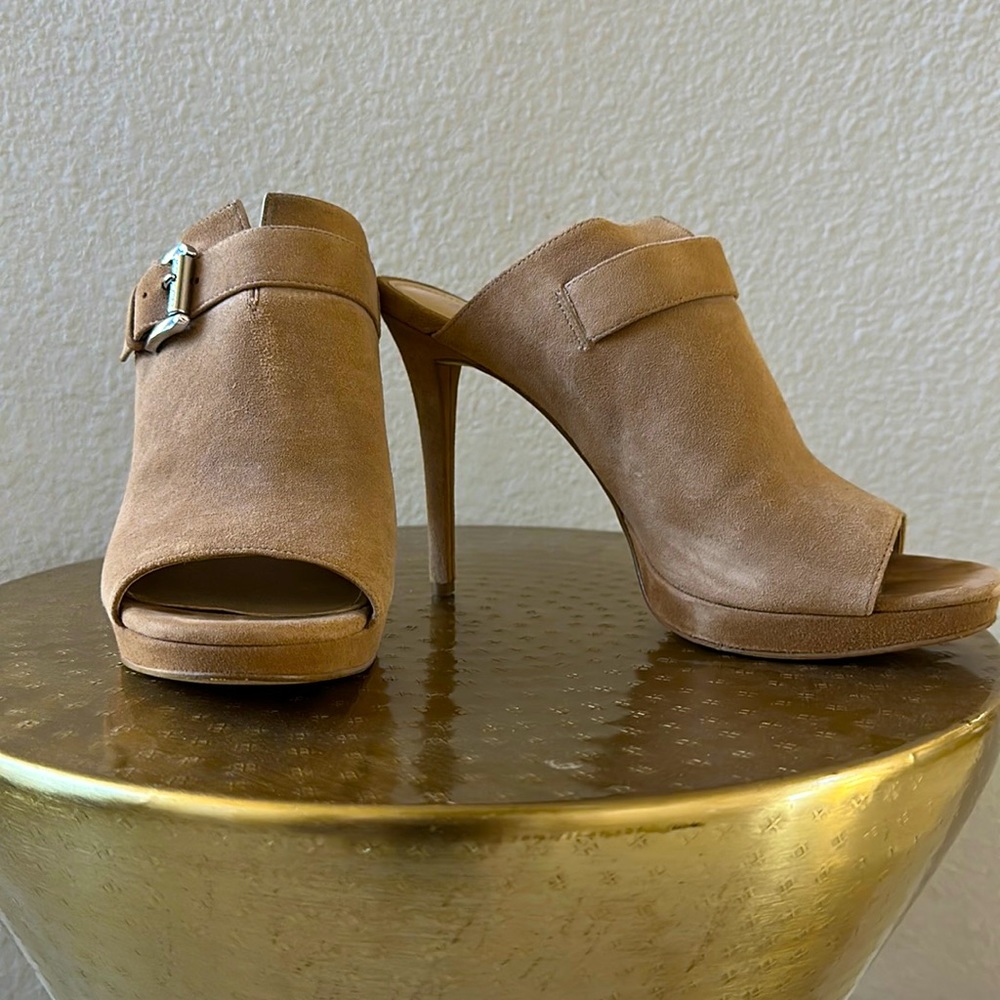 MK Suede Heeled Slide